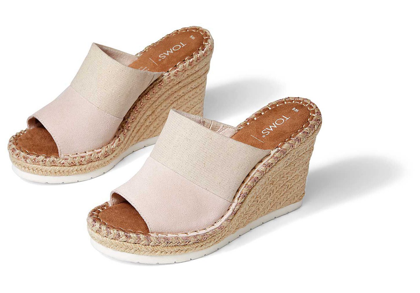 Toms Monica Mule Heel Wedge Beige - Womens - 67981-PQRN